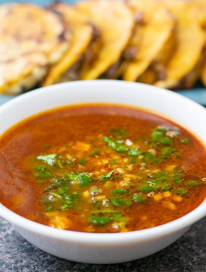 birria consome plate